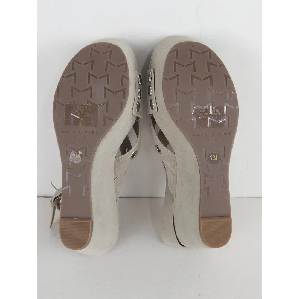 Marc Fisher Women's 7M Suede Platform Wedge Sandals Stud Retro Rocker Chic 3.75